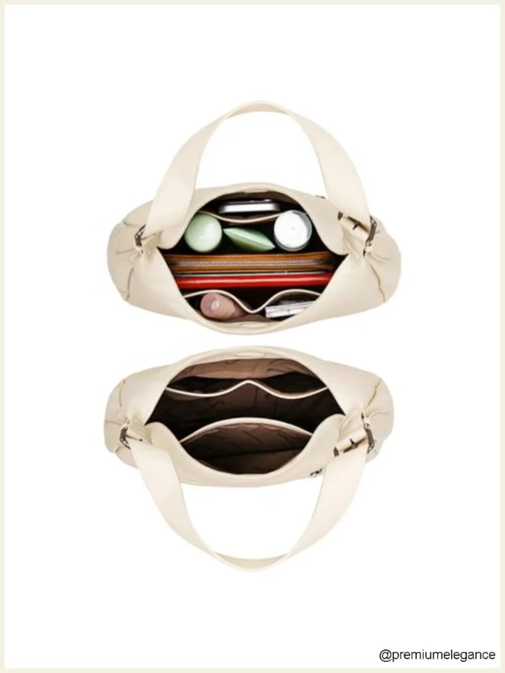 Slouchy Hobo Shoulder Bag with Magnetic Closure, PU Leather, Multi-Pocket